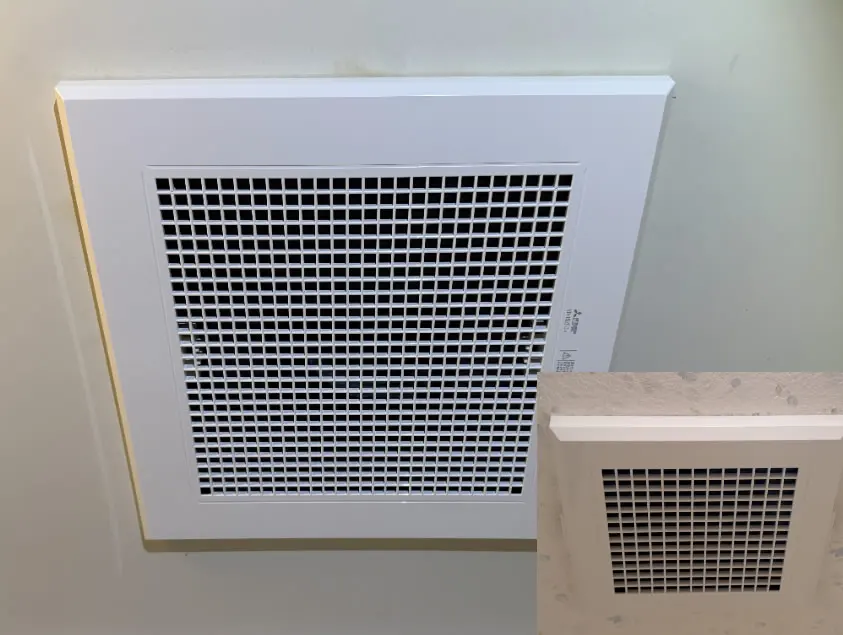名古屋市名東区の分譲マンションでの浴室・トイレ2室換気扇（三菱電機 VD-15ZFC14）交換施工後